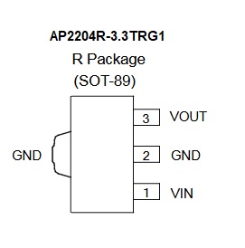 AP2204R-3.3TRG1, SOT-89, Marking G31D, Wide Input Voltage Range, 150mA ULDO REGULATOR