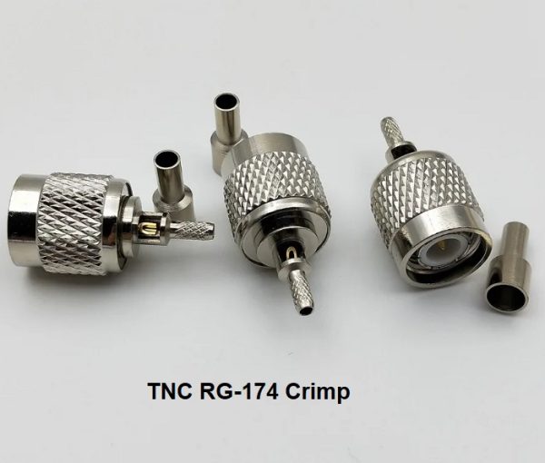 ConTncRG174Crimp, Conector Gps TNC Macho de crimpear RG-174, RG316, RG-316 , LMR-100, 50 Ohm, (male)