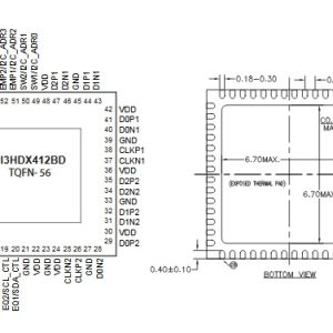 PI3HDX412BDZBE, IC HDMI Monitor de Cine. Package: TQFN-56